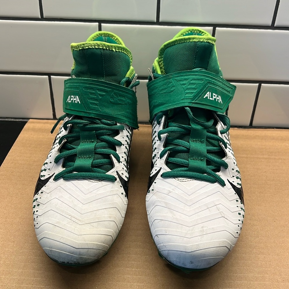 Nike Alpha Menace Pro 2 Mid White Team Green Football Cleats